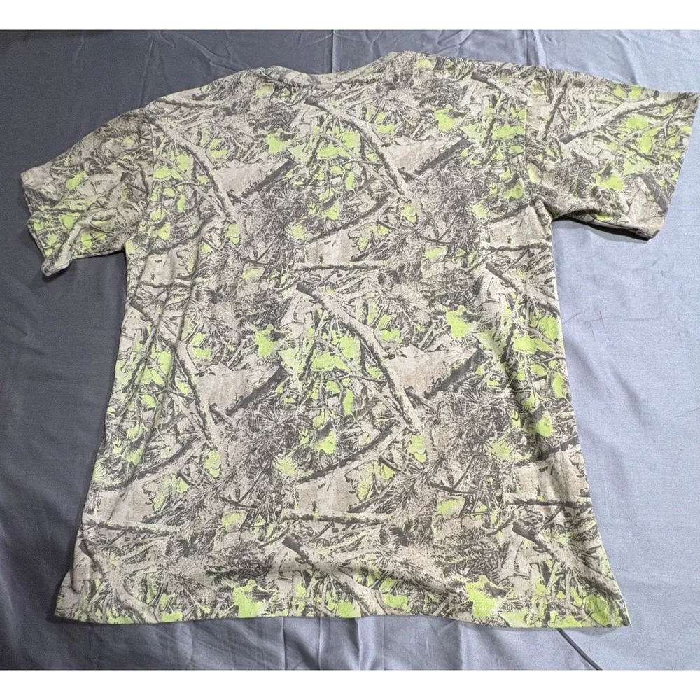 Peanuts Snoopy Camo Graphic T-Shirt Mens Large Green Brown Real Tree Style Tee
